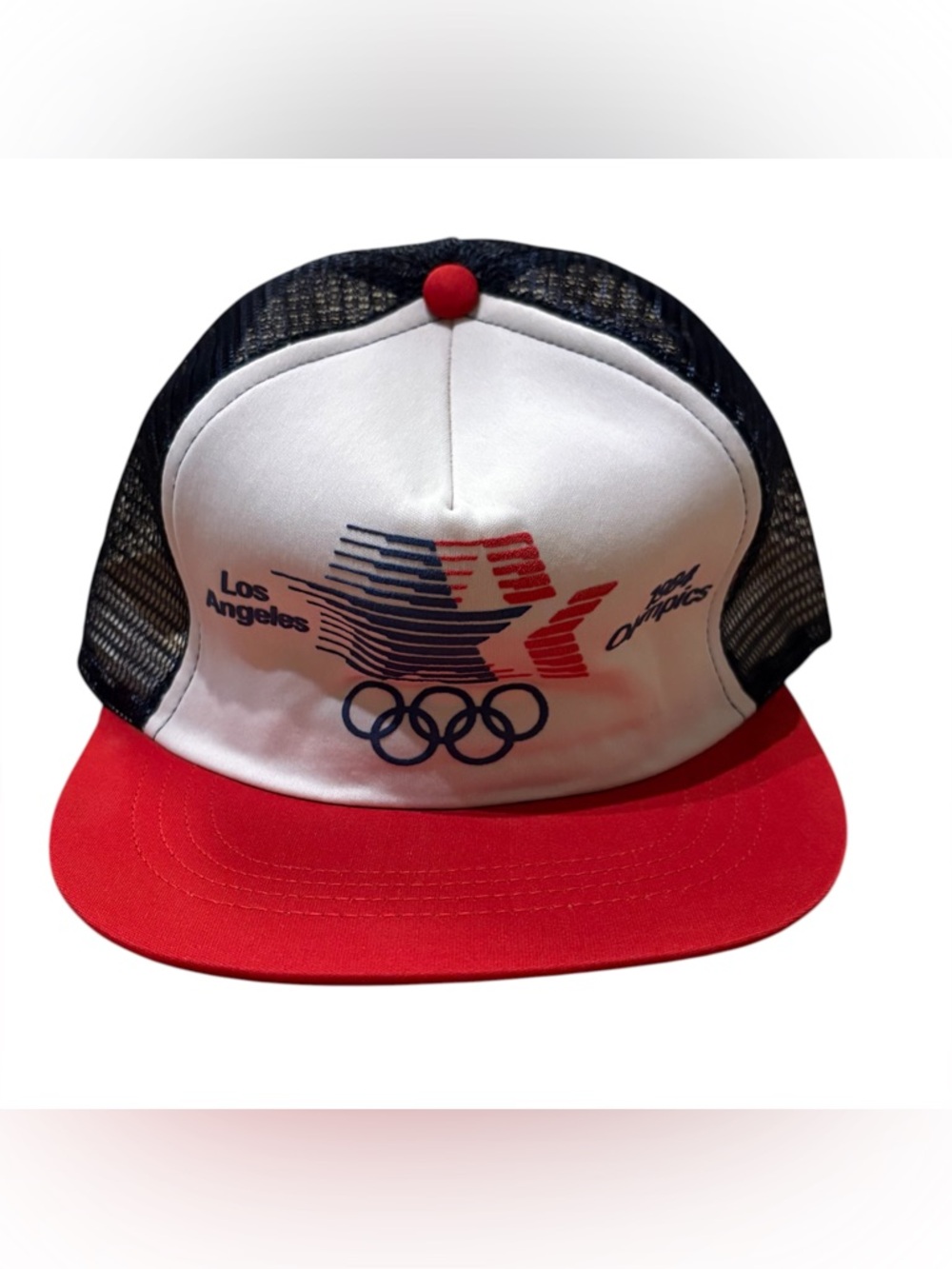 Vintage 80s USA Los Angeles Olympics Mesh Snapback Trucker Cap Hat 1984 One Size